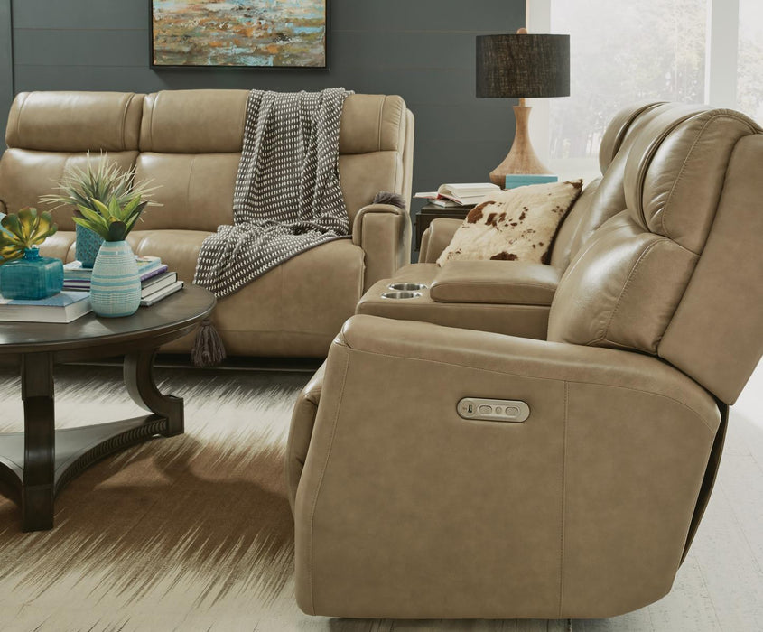 Flexsteel Latitudes Holton Leather Power Reclining Sofa w/Power Headrests - Holmwood's Furniture & Design Center (Somersworth, NH)