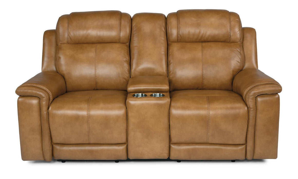 Flexsteel Latitudes Kingsley Leather Power Reclining Loveseat w/Console & Power Headrests - Holmwood's Furniture & Design Center (Somersworth, NH)