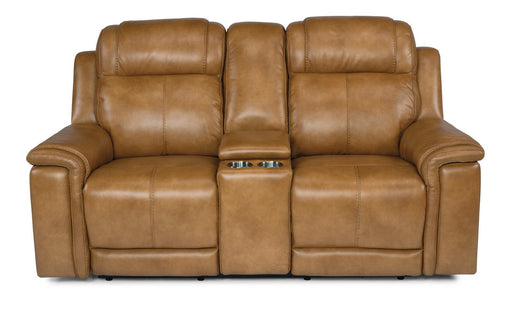 Flexsteel Latitudes Kingsley Leather Power Reclining Loveseat w/Console & Power Headrests - Holmwood's Furniture & Design Center (Somersworth, NH)