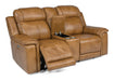 Flexsteel Latitudes Kingsley Leather Power Reclining Loveseat w/Console & Power Headrests - Holmwood's Furniture & Design Center (Somersworth, NH)