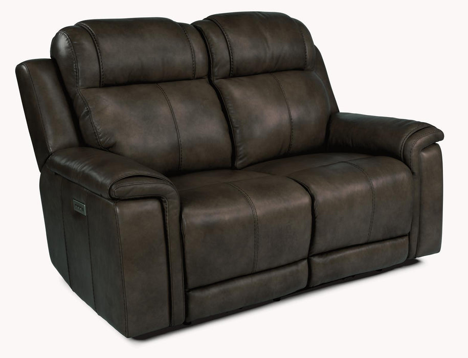 Flexsteel Latitudes Kingsley Leather Power Reclining Loveseat w/Power Headrests - Holmwood's Furniture & Design Center (Somersworth, NH)