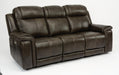 Flexsteel Latitudes Kingsley Leather Power Reclining Sofa w/Power Headrests - Holmwood's Furniture & Design Center (Somersworth, NH)