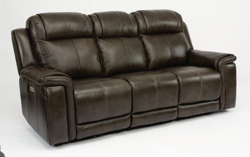 Flexsteel Latitudes Kingsley Leather Power Reclining Sofa w/Power Headrests - Holmwood's Furniture & Design Center (Somersworth, NH)