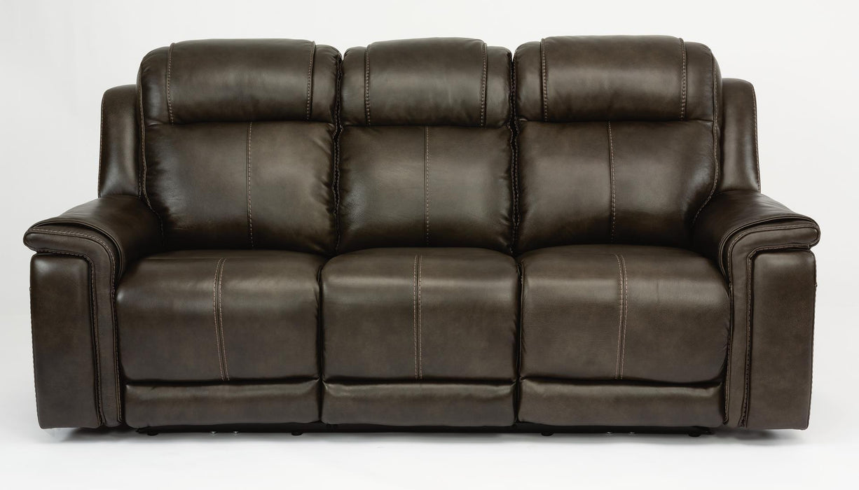 Flexsteel Latitudes Kingsley Leather Power Reclining Sofa w/Power Headrests - Holmwood's Furniture & Design Center (Somersworth, NH)