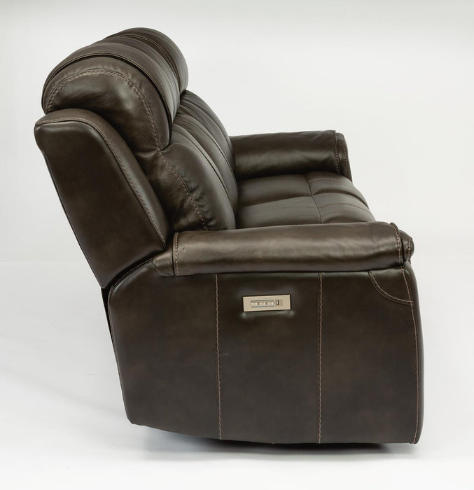 Flexsteel Latitudes Kingsley Leather Power Reclining Sofa w/Power Headrests - Holmwood's Furniture & Design Center (Somersworth, NH)
