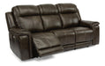 Flexsteel Latitudes Kingsley Leather Power Reclining Sofa w/Power Headrests - Holmwood's Furniture & Design Center (Somersworth, NH)