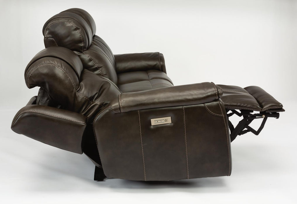 Flexsteel Latitudes Kingsley Leather Power Reclining Sofa w/Power Headrests - Holmwood's Furniture & Design Center (Somersworth, NH)