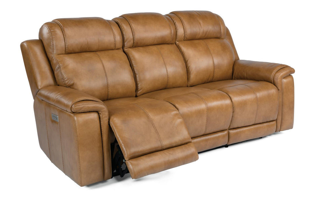 Flexsteel Latitudes Kingsley Leather Power Reclining Sofa w/Power Headrests - Holmwood's Furniture & Design Center (Somersworth, NH)