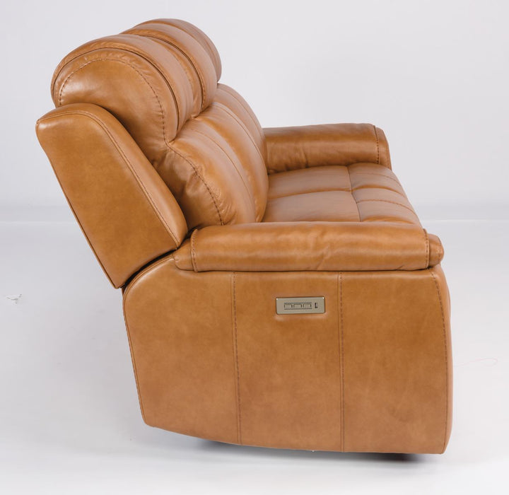 Flexsteel Latitudes Kingsley Leather Power Reclining Sofa w/Power Headrests - Holmwood's Furniture & Design Center (Somersworth, NH)
