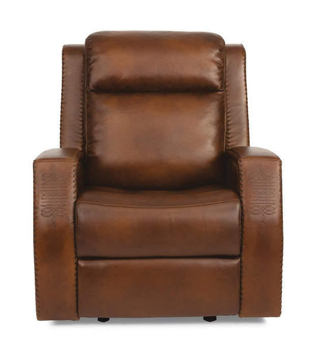Flexsteel Latitudes Mustang Leather Power Gliding Recliner w/Power Headrests - Holmwood's Furniture & Design Center (Somersworth, NH)