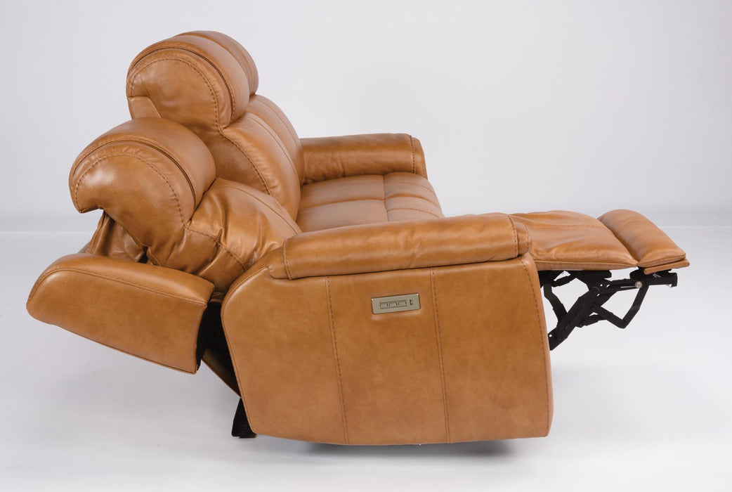 Flexsteel Latitudes Kingsley Leather Power Reclining Sofa w/Power Headrests - Holmwood's Furniture & Design Center (Somersworth, NH)