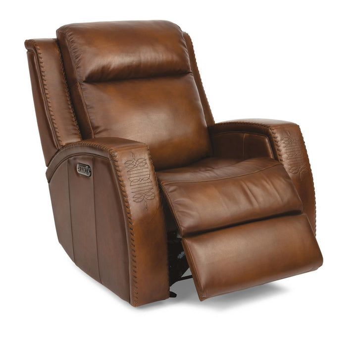 Flexsteel Latitudes Mustang Leather Power Gliding Recliner w/Power Headrests - Holmwood's Furniture & Design Center (Somersworth, NH)