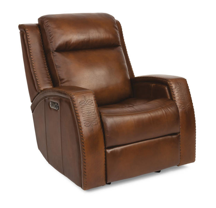 Flexsteel Latitudes Mustang Leather Power Gliding Recliner w/Power Headrests - Holmwood's Furniture & Design Center (Somersworth, NH)