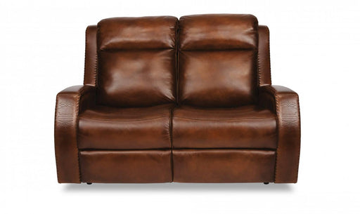 Flexsteel Latitudes Mustang Leather Power Reclining Loveseat with Power Headrests - Holmwood's Furniture & Design Center (Somersworth, NH)