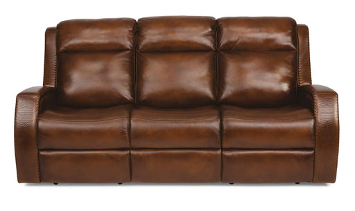 Flexsteel Latitudes Mustang Leather Power Reclining Sofa w/Power Headrests - Holmwood's Furniture & Design Center (Somersworth, NH)