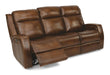 Flexsteel Latitudes Mustang Leather Power Reclining Sofa w/Power Headrests - Holmwood's Furniture & Design Center (Somersworth, NH)
