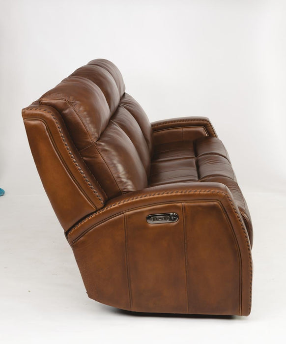 Flexsteel Latitudes Mustang Leather Power Reclining Sofa w/Power Headrests - Holmwood's Furniture & Design Center (Somersworth, NH)