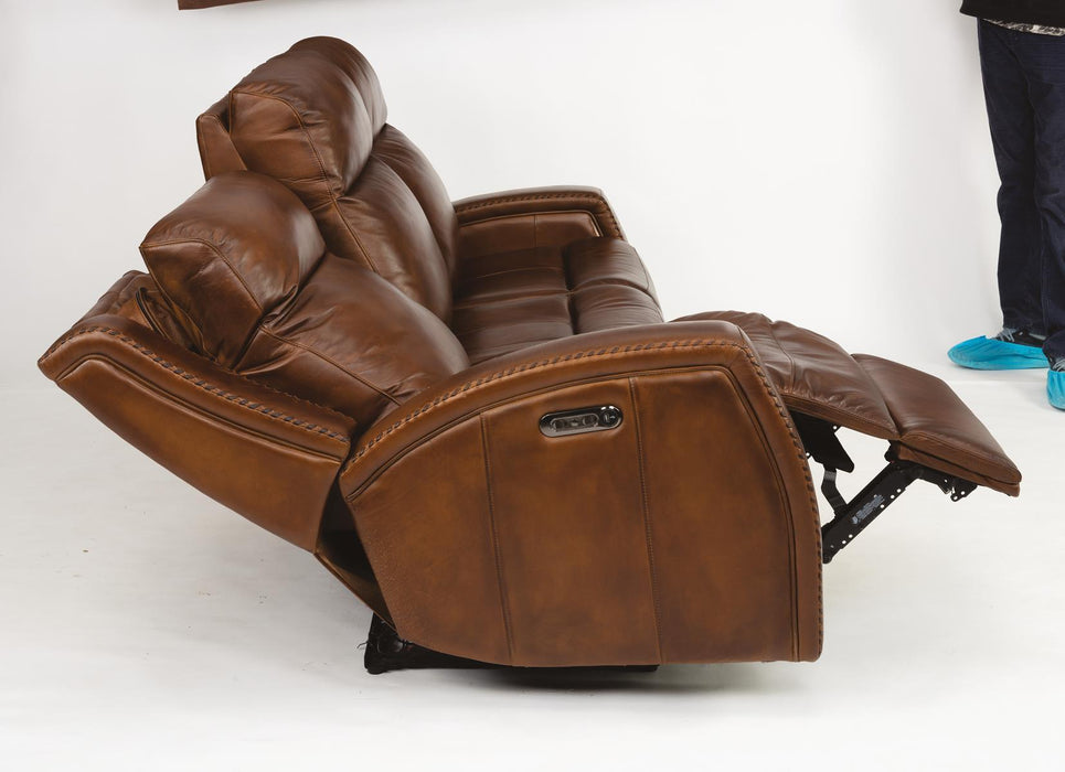 Flexsteel Latitudes Mustang Leather Power Reclining Sofa w/Power Headrests - Holmwood's Furniture & Design Center (Somersworth, NH)