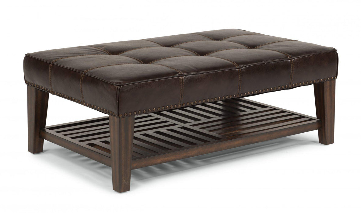 Flexsteel Latitudes Port Royal Leather Cocktail Ottoman - Holmwood's Furniture & Design Center (Somersworth, NH)