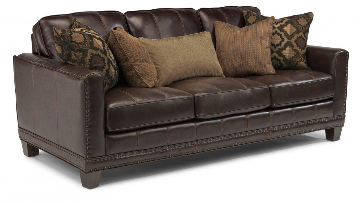 Flexsteel Latitudes Port Royal Leather Sofa - Holmwood's Furniture & Design Center (Somersworth, NH)
