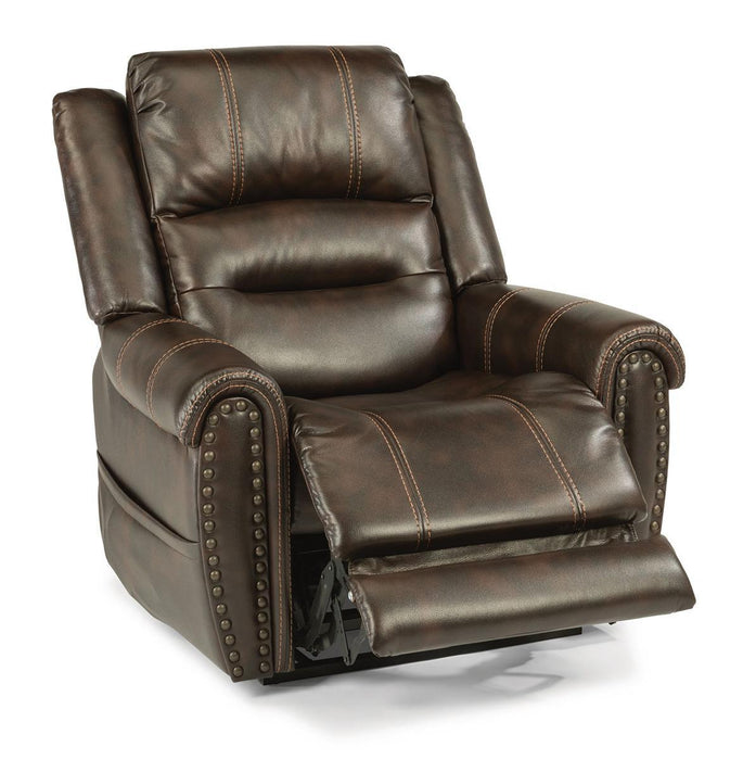 Flexsteel Oscar Power Recliner with Power Headrest and Lumbar - Holmwood's Furniture & Design Center (Somersworth, NH)
