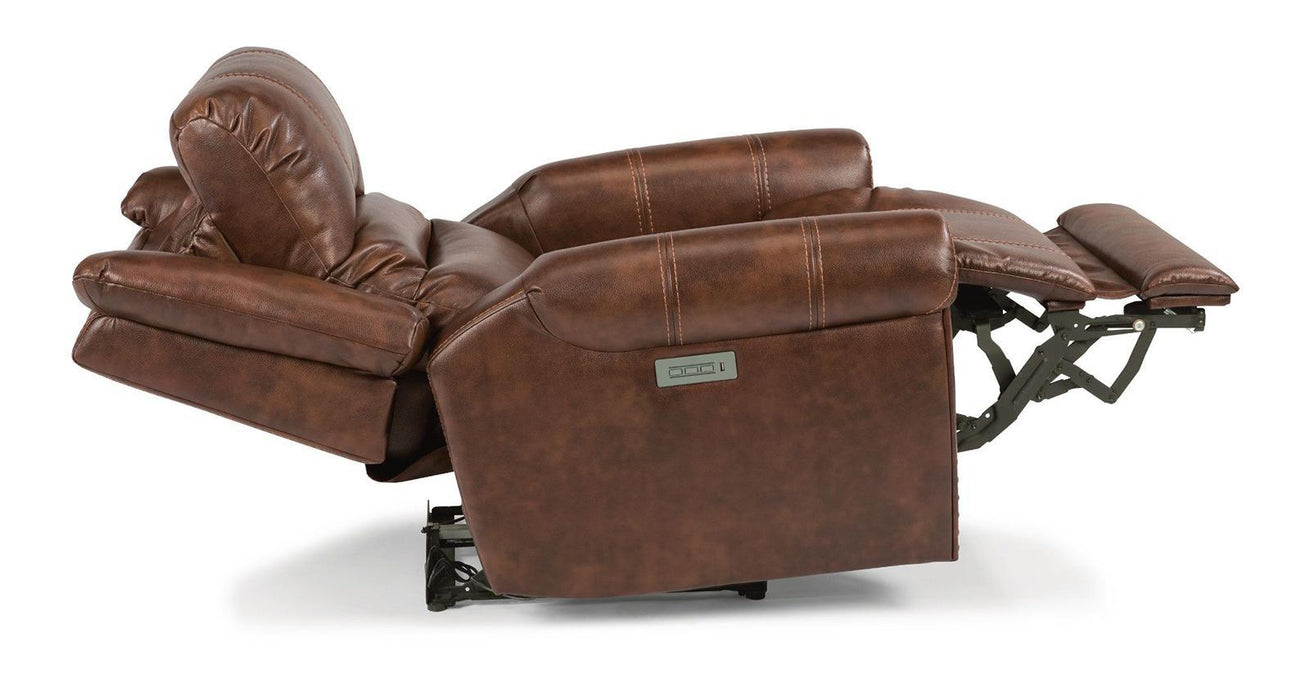 Flexsteel Oscar Power Recliner with Power Headrest and Lumbar - Holmwood's Furniture & Design Center (Somersworth, NH)