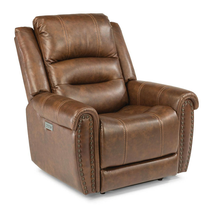 Flexsteel Oscar Power Recliner with Power Headrest and Lumbar - Holmwood's Furniture & Design Center (Somersworth, NH)