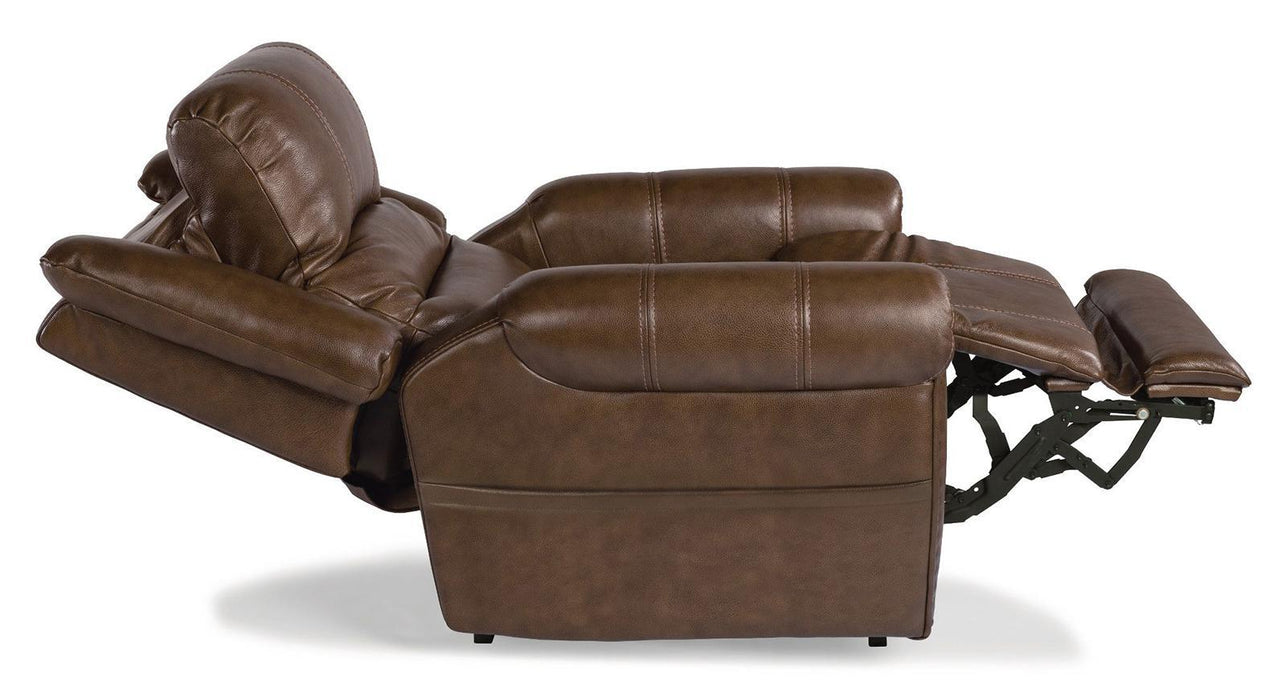 Flexsteel Oscar Power Recliner with Power Headrest and Lumbar - Holmwood's Furniture & Design Center (Somersworth, NH)