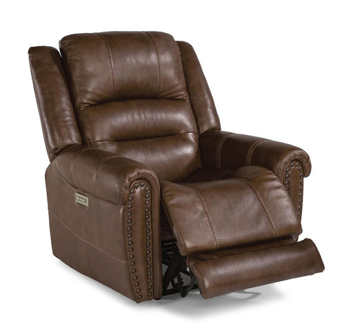 Flexsteel Oscar Power Recliner with Power Headrest and Lumbar - Holmwood's Furniture & Design Center (Somersworth, NH)