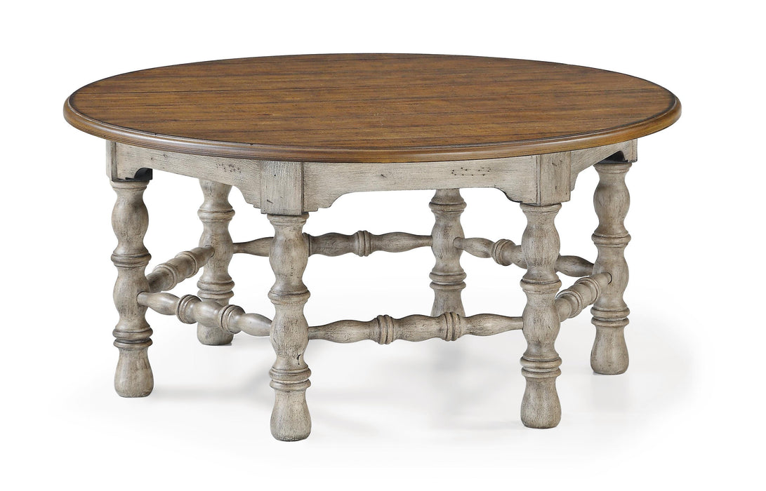 Flexsteel Plymouth Round Cocktail Table in Two-Tone - Holmwood's Furniture & Design Center (Somersworth, NH)
