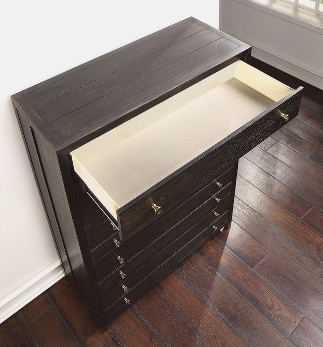 Flexsteel Wynwood Cologne Drawer Chest in Dark Brown - Holmwood's Furniture & Design Center (Somersworth, NH)