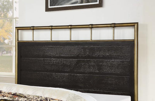 Flexsteel Wynwood Cologne California King Metal Panel Bed in Dark Brown - Holmwood's Furniture & Design Center (Somersworth, NH)