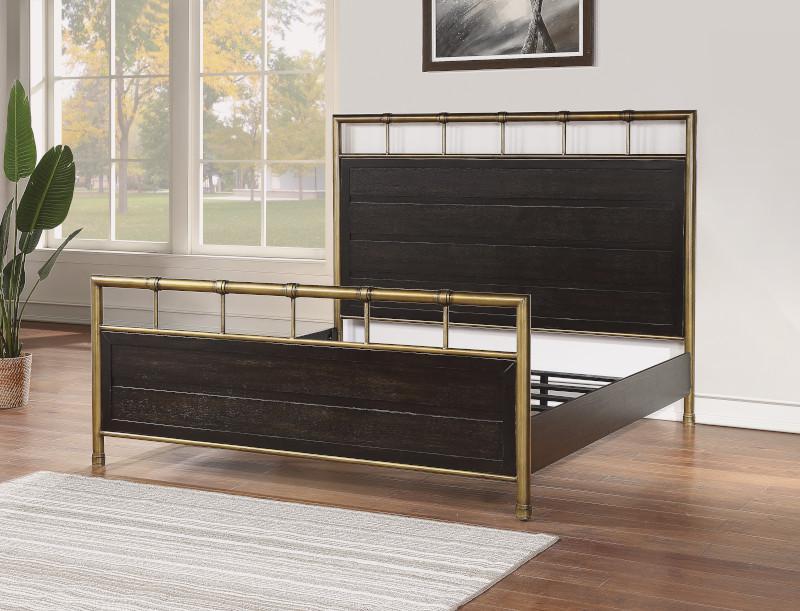 Flexsteel Wynwood Cologne California King Metal Panel Bed in Dark Brown - Holmwood's Furniture & Design Center (Somersworth, NH)