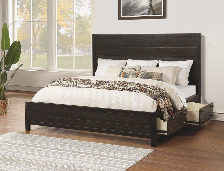 Flexsteel Wynwood Cologne King Storage Bed in Dark Brown - Holmwood's Furniture & Design Center (Somersworth, NH)