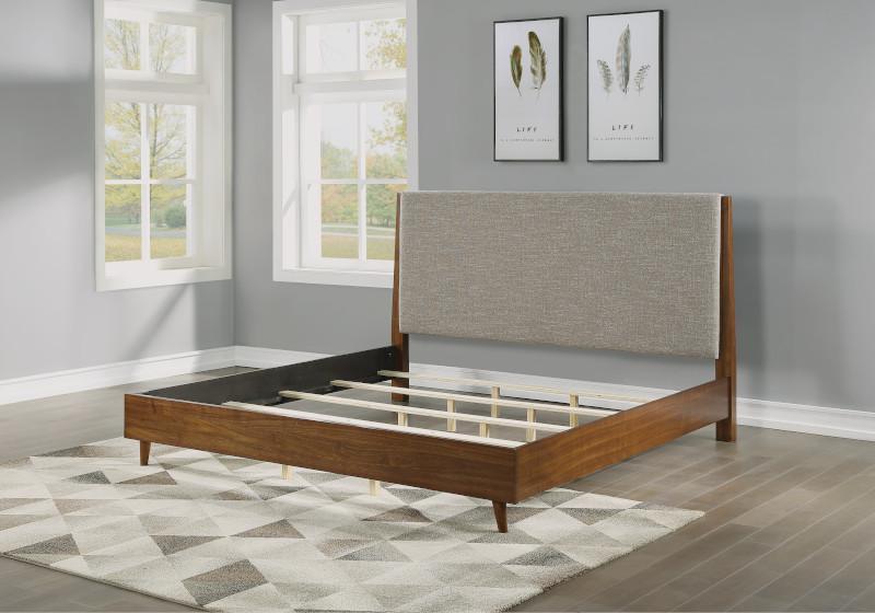 Flexsteel Wynwood Ludwig Upholstered King Platform Bed in Medium Brown - Holmwood's Furniture & Design Center (Somersworth, NH)