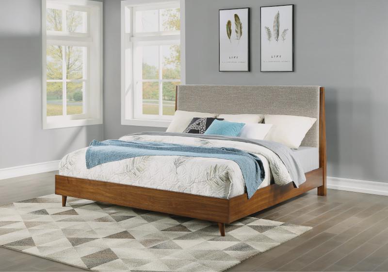 Flexsteel Wynwood Ludwig Upholstered Queen Platform Bed in Medium Brown - Holmwood's Furniture & Design Center (Somersworth, NH)