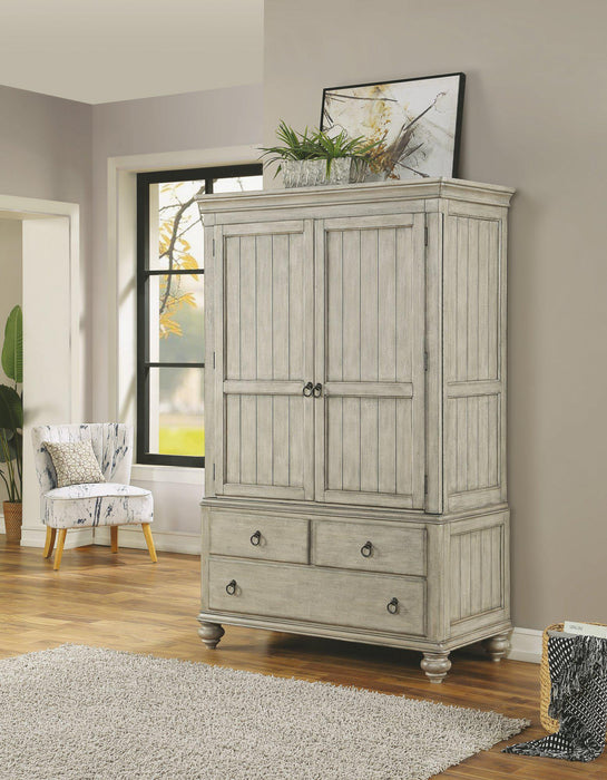 Flexsteel Wynwood Plymouth Armoire in Whitewash Wood - Holmwood's Furniture & Design Center (Somersworth, NH)