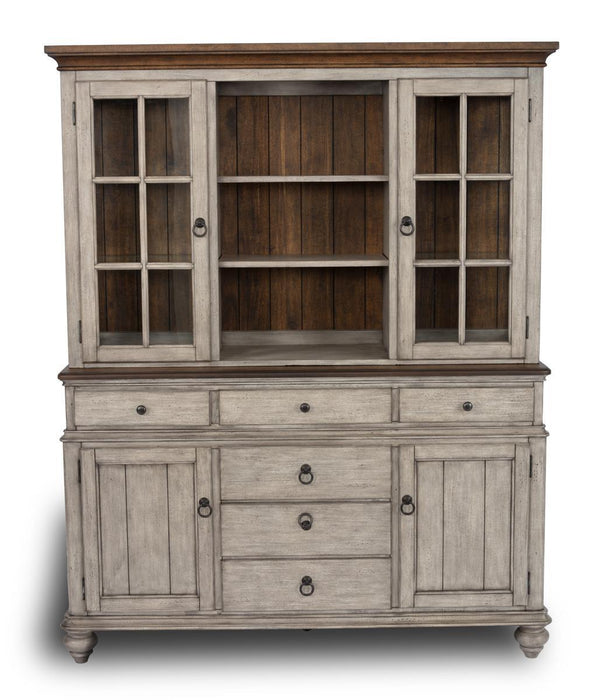Flexsteel Wynwood Plymouth Buffet with Hutch in Two-Toned - Holmwood's Furniture & Design Center (Somersworth, NH)