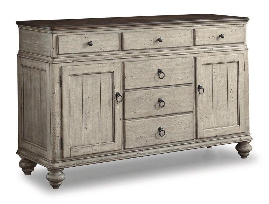 Flexsteel Wynwood Plymouth Buffet with Hutch in Two-Toned - Holmwood's Furniture & Design Center (Somersworth, NH)