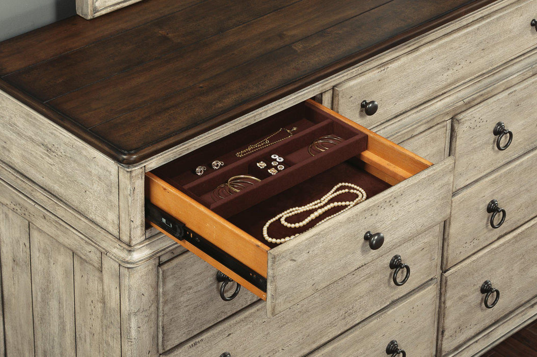 Flexsteel Wynwood Plymouth Dresser in Whitewash Wood - Holmwood's Furniture & Design Center (Somersworth, NH)