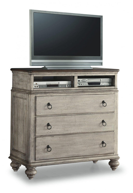 Flexsteel Wynwood Plymouth Media Chest in Whitewash Wood - Holmwood's Furniture & Design Center (Somersworth, NH)