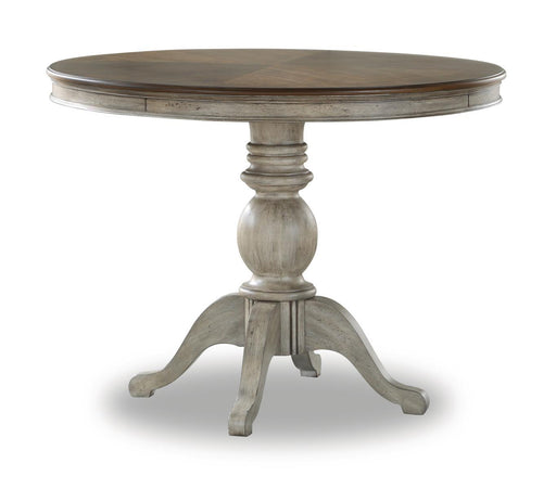 Flexsteel Wynwood Plymouth Pedestal Counter Height Dining Table in Two-Toned - Holmwood's Furniture & Design Center (Somersworth, NH)