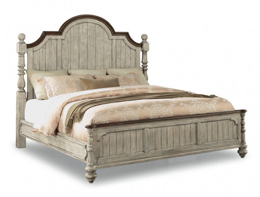 Flexsteel Wynwood Plymouth Queen Poster Bed in Whitewash Wood - Holmwood's Furniture & Design Center (Somersworth, NH)