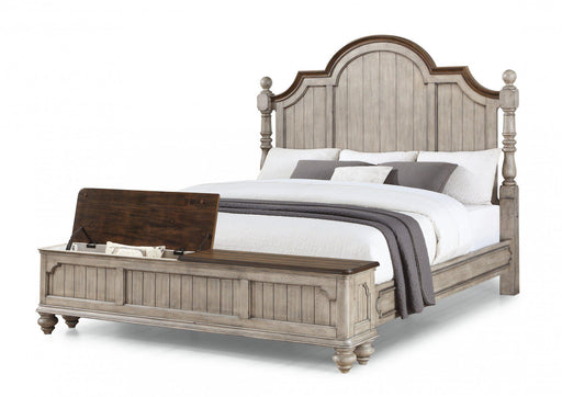 Flexsteel Wynwood Plymouth King Poster Storage Bed in Whitewash Wood - Holmwood's Furniture & Design Center (Somersworth, NH)