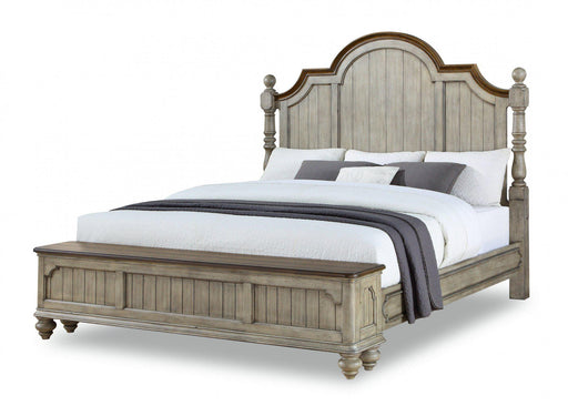 Flexsteel Wynwood Plymouth King Poster Storage Bed in Whitewash Wood - Holmwood's Furniture & Design Center (Somersworth, NH)