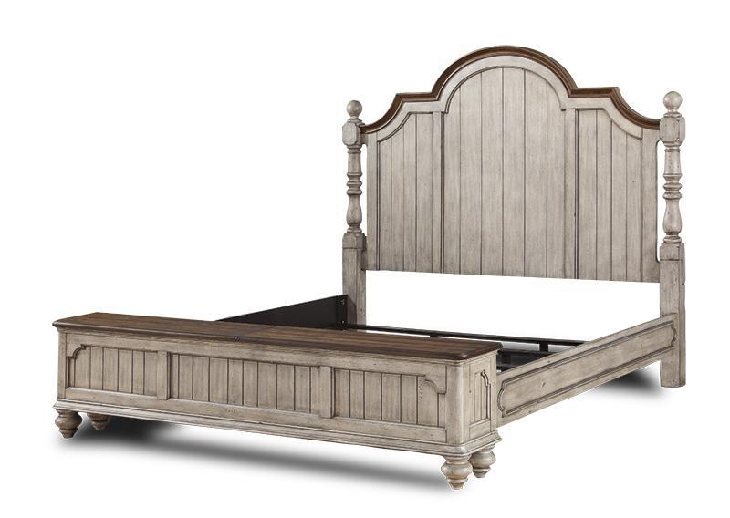 Flexsteel Wynwood Plymouth Queen Poster Storage Bed in Whitewash Wood - Holmwood's Furniture & Design Center (Somersworth, NH)