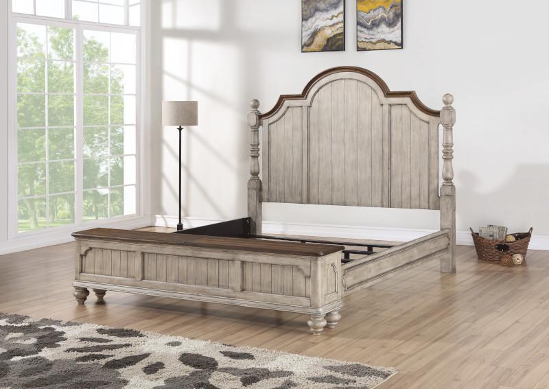 Flexsteel Wynwood Plymouth Queen Poster Storage Bed in Whitewash Wood - Holmwood's Furniture & Design Center (Somersworth, NH)
