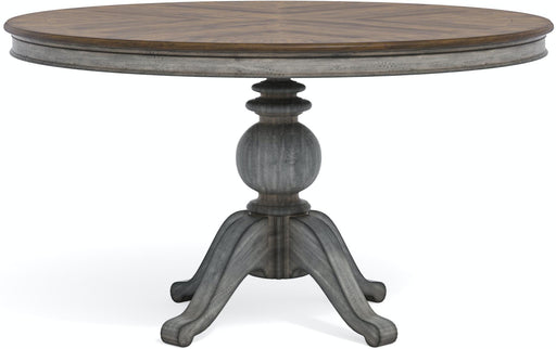 Flexsteel Wynwood Plymouth Round Pedestal Dining Table in Two-Toned - Holmwood's Furniture & Design Center (Somersworth, NH)