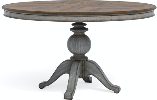 Flexsteel Wynwood Plymouth Round Pedestal Dining Table in Two-Toned - Holmwood's Furniture & Design Center (Somersworth, NH)