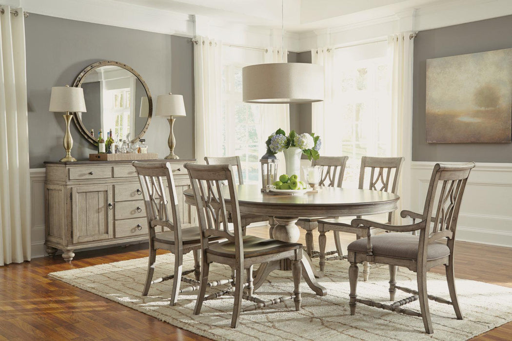 Flexsteel Wynwood Plymouth Round Pedestal Dining Table in Two-Toned - Holmwood's Furniture & Design Center (Somersworth, NH)